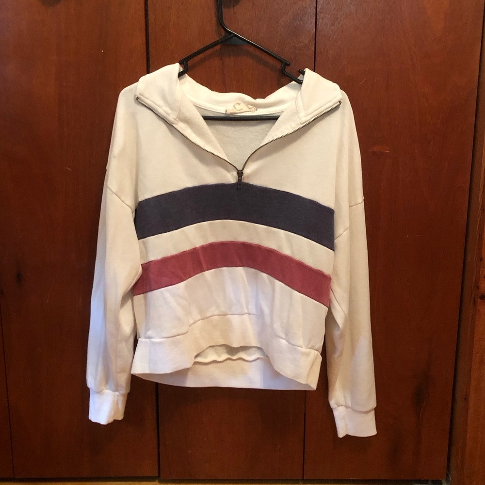 Pink and Navy Blue Striped Quarter Zip - Size M